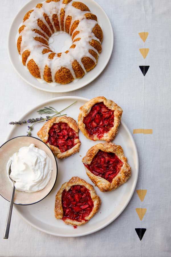 Strawberry galettes with whipped cream